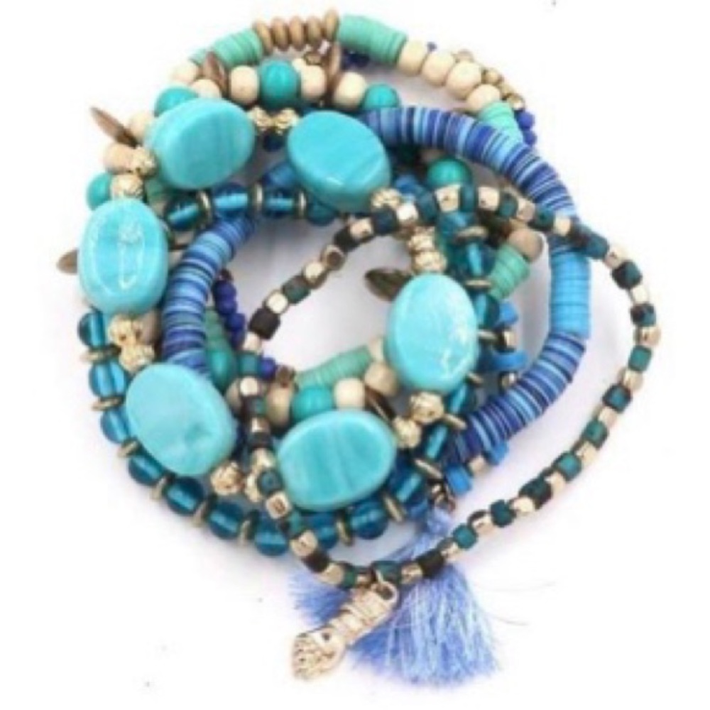 9 Piece Bohemian Stretch Bead Bracelet Set - Picture 3 of 6